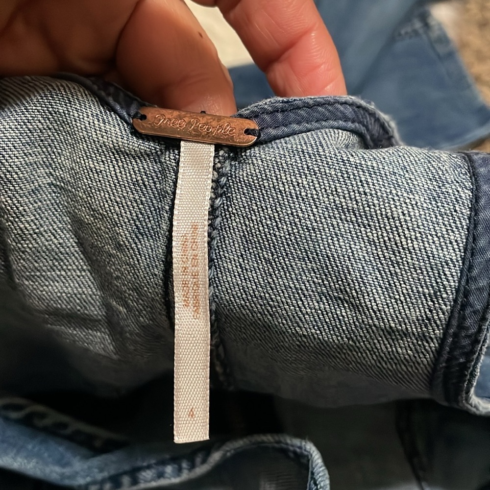 Free People Jax Blue Denim Jumpsuit/ Overalls with Front Zipper - Picture 7 of 9